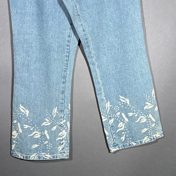 I.E. Relaxed Button‎ Fly Capri/Jeans Floral Stencil Hem Front/Back/Waist Size 8 - Picture 6 of 16
